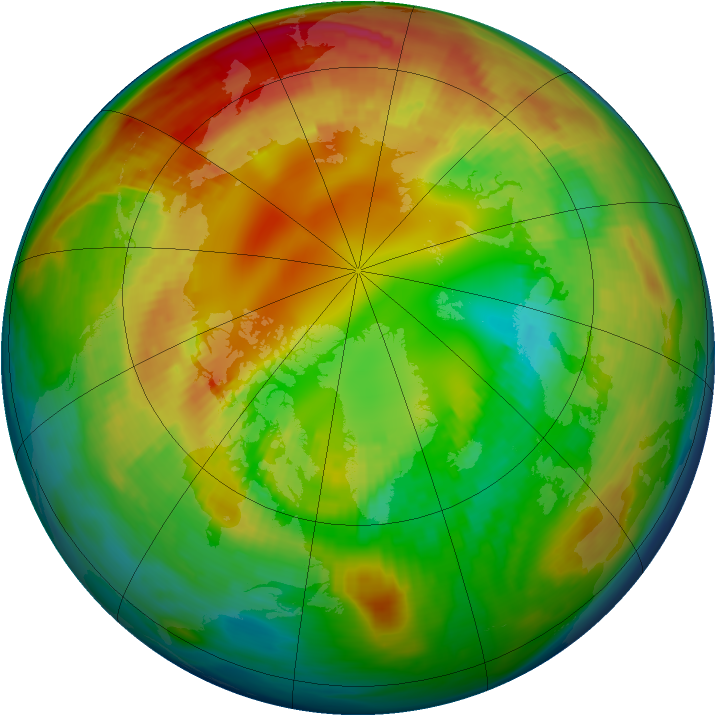Arctic ozone map for 14 February 1983
